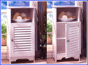NANTUCKET WHITE LOUVERED BATHROOM WALL SHELF UNIT*