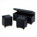 Set of 3**URBAN FAUX LEATHER STORAGE TRUNK & STOOL