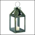 8 3/4" BLACK & CLEAR PALM LEAF CANDLE LANTERN**NIB
