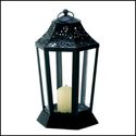 9 3/4"  MIDNIGHT GARDEN JET BLACK CANDLE LANTERN**