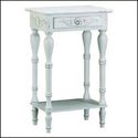 CARVED DISTRESSED WHITE NIGHTSTAND SIDE TABLE