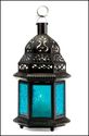 BLUE GLASS MOROCCAN CANDLEHOLDER OR LANTERN~~NIB