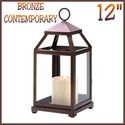  Lg 12" BRONZE CONTEMPORARY CANDLE LANTERN**NIB