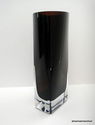 Vintage Polish Modern Art Glass Ellipse Vase Dark 