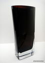 Vintage Polish Modern Art Glass Ellipse Vase Dark 