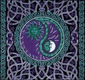 Purple Green Yin Yang Print Powerloom Tapestry Tab