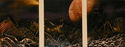 3 Panel Lonely Mountain Moon Rise Painting 35x14 ~