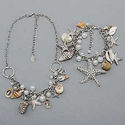 Starfish Seashell Pearl Nautical Charm Necklace Bi