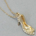  Gold Crystal Lady High Heel Shoe Charm Pendant Ne