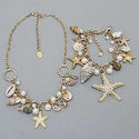 Starfish Seashell Pearl Nautical Charm Gold Neckla