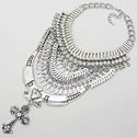  Russian Silver Crystal Chunky Statement Necklace 