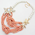 Chunky Crystal  Gold Starfish Peach Seed Bead Pear