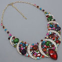 New Design Gold Multicolor Crystal Evening Necklac