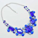 Blue Saphire Rhodium Crystal Charms Rhinestone Nec