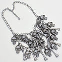 NewDesign Hematite Skull Bone Bib Statement  Neckl