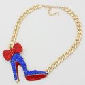 Pave And Rhinestone Crystal Stiletto Bow Gold Red 