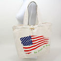 Patriotic American Beach USA Cotton Tote Bag Red W