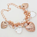 Chunky Rose Gold Crystal Heart Bib Collar Necklace