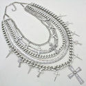 Oversize Rhodium Silver Chunky Statement Necklace 