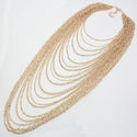 Long Elegant Multistrand Gold Chain  Draped Neckla