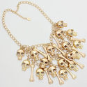 NewDesign Gold Skull Bone Bib Statement  Necklace 