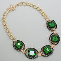  New Design Gold N Crystal Exquisite Drop Emerald 