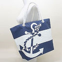 Nautical Beach Anchor Cruise Tote Bag Blue  And Wh