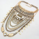 Russian Gold Crystal Chunky Vintage Chevron Neckla