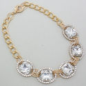  New Design Gold Clear Crystal Exquisite Drop Bib 