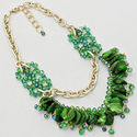 Multilayer Gold And Green  Necklace Bib Collar  Ch