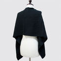 Elegant Black Buttoned Up Poncho Shawl Wrap Scarf