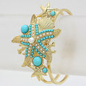 Chic Design Nautical Gold Starfish Pearl Turquoise