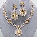 Gold Brown Rhinestone Crystal Bib Collar Necklace 