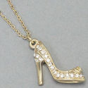  Gold Crystal Lady High Heel Shoe Charm Pendant Ne