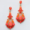  Flower Shourouk Coral Orange Gold Marquise Drop D