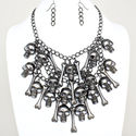 NewDesign Hematite Skull Bone Bib Statement  Neckl