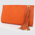 Large Rectangular Fring Evening Bag Clutch Leather