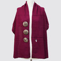 Elegant Burgundy Red Buttoned Up Poncho Shawl Wrap