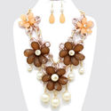 Chunky Daisy Pearl Flower Necklace Bib Pendant Col