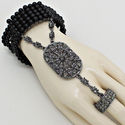 Beaded Stretch Black Hematite Bracelet Hand Chain 