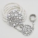 Hot Stretch Crystal Silver Rhodium Pearl Bracelet 