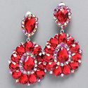 Red AB Crystal Chandelier Rhinestone Clipon Bridal