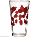 Red Dotted Clear Glass Tumbler  Drinking Glass