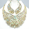 New Design Crystal AB Gold Drag Queen Prom Bridal 