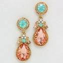 Gold Peach Green Opal White Opal Crystal TearDrop 