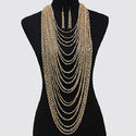 Long Elegant Multistrand Gold Chain  Draped Neckla