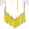 Goe Fringe Yellow Gold Necklace Bib Collar Chain S