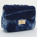 New Hot Design Dark Blue Denim Diamond Quilted Bag