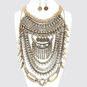 Russian Gold Crystal Chunky Vintage Chevron Neckla