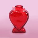 Small Whimsical  Valentines Red Heart Glass Vase